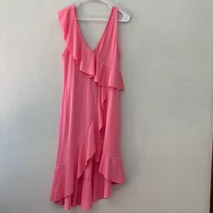 Zara asymmetrical pink sleeveless ruffle dress Size S NWT